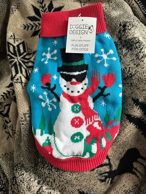 Doggie Design Snowman Holiday Dog Sweater - Red & Blue